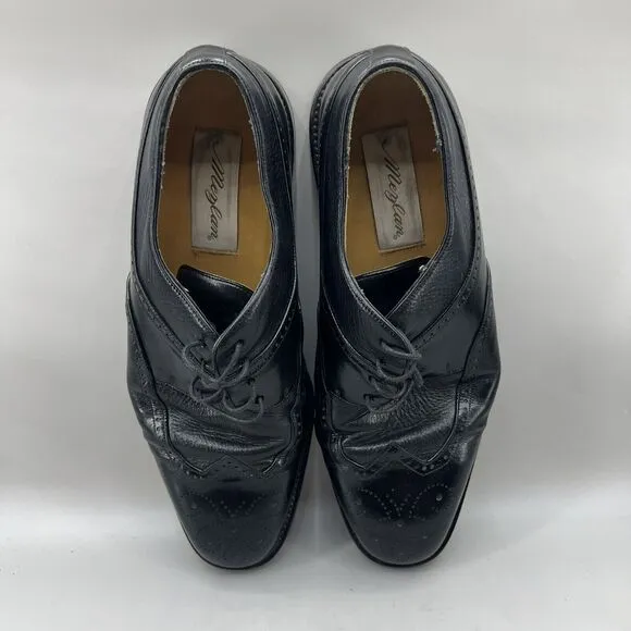 Mezlan Brogue Wingtip Shoes Men Size 10 M Black Patent Leather Low Dress Oxford