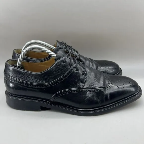 Mezlan Brogue Wingtip Shoes Men Size 10 M Black Patent Leather Low Dress Oxford