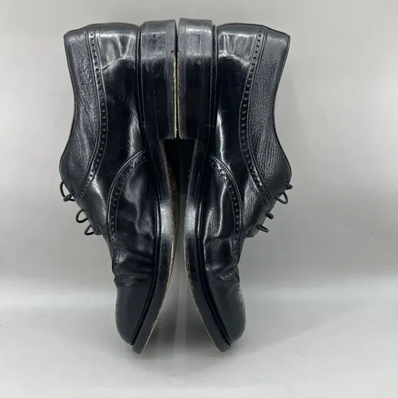 Mezlan Brogue Wingtip Shoes Men Size 10 M Black Patent Leather Low Dress Oxford