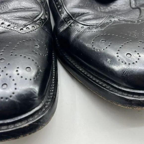 Mezlan Brogue Wingtip Shoes Men Size 10 M Black Patent Leather Low Dress Oxford