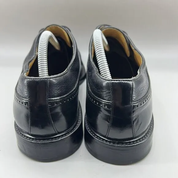 Mezlan Brogue Wingtip Shoes Men Size 10 M Black Patent Leather Low Dress Oxford