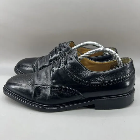 Mezlan Brogue Wingtip Shoes Men Size 10 M Black Patent Leather Low Dress Oxford