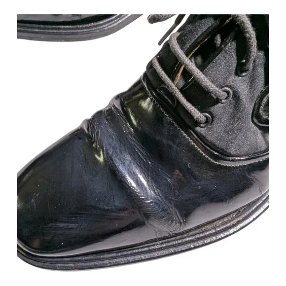 Mezlan Opera Black Patent Leather Almond Toe Lace Up Oxford Dress Shoes Men Sz 8