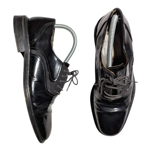 Mezlan Opera Black Patent Leather Almond Toe Lace Up Oxford Dress Shoes Men Sz 8