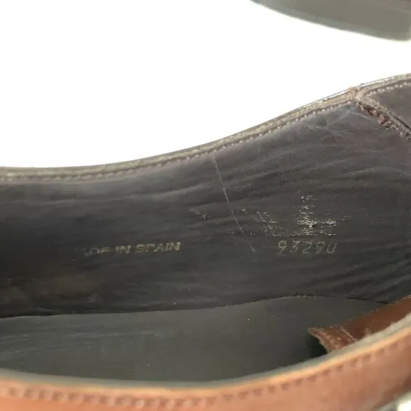 Mezlan Shoes Men 11.5 Brown Leather Monk Strap Wingtip Oxford Designer Luxury
