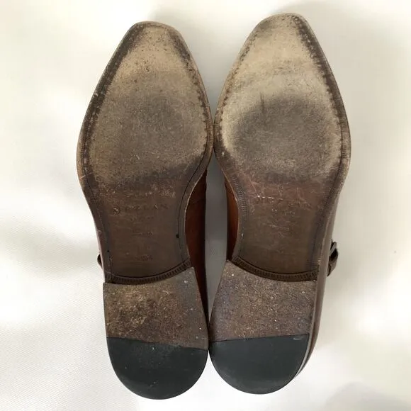 Mezlan Shoes Men 11.5 Brown Leather Monk Strap Wingtip Oxford Designer Luxury