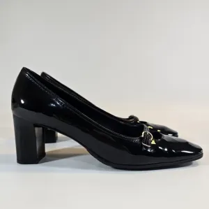 MF Salvatore Ferragamo Vintage Black Patent Leather Block Heels 7.5B Mary Jane