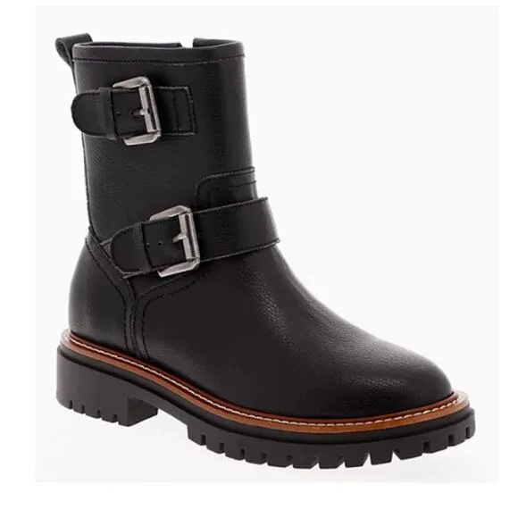 MIA Florence Water-Resistant Leather Buckle Lug Sole Moto Boots New Size 8.5