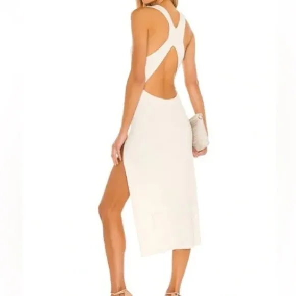 Michael Costello x REVOLVE Variegated Rib Bodycon Dress in Ivory Size Medium