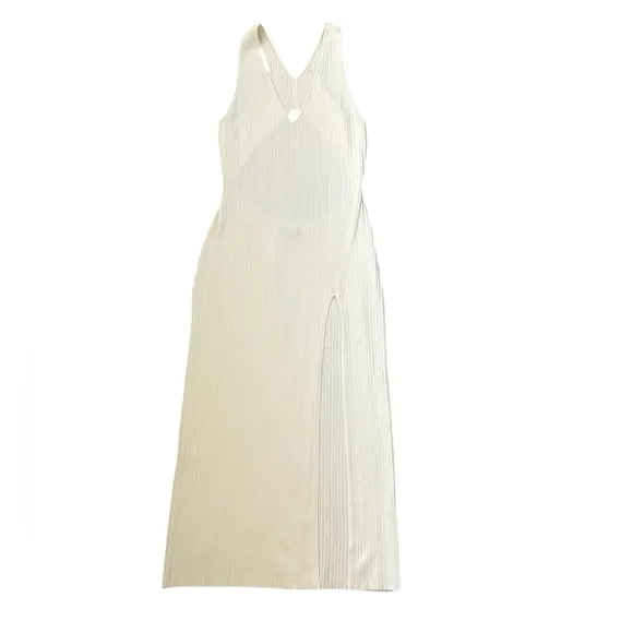 Michael Costello x REVOLVE Variegated Rib Bodycon Dress in Ivory Size Medium