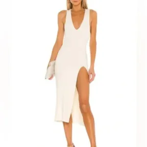 Michael Costello x REVOLVE Variegated Rib Bodycon Dress in Ivory Size Medium