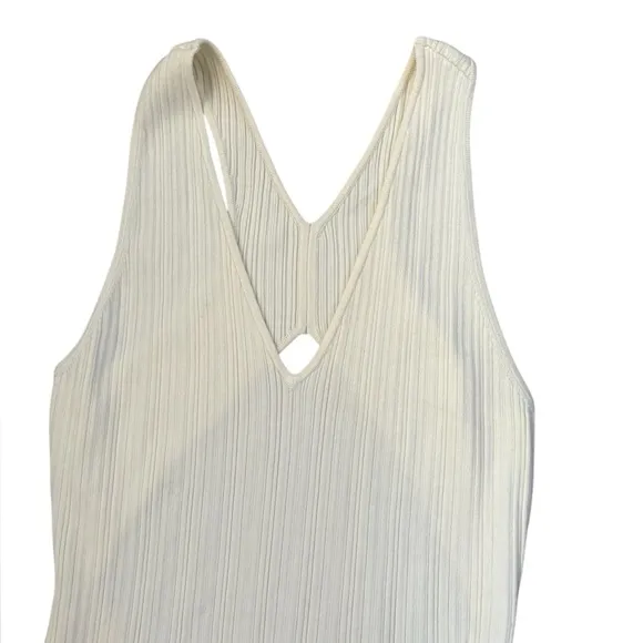 Michael Costello x REVOLVE Variegated Rib Bodycon Dress in Ivory Size Medium