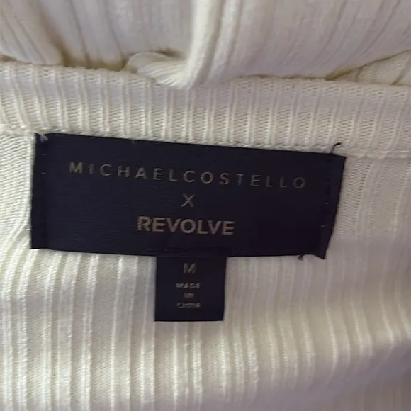 Michael Costello x REVOLVE Variegated Rib Bodycon Dress in Ivory Size Medium