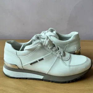 MICHAEL KORS ALLIE TRAINERS SNEAKERS WOMENS SHOES OPTIC WHITE SILVER PATENT