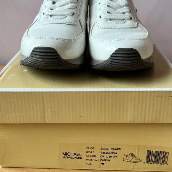 MICHAEL KORS ALLIE TRAINERS SNEAKERS WOMENS SHOES OPTIC WHITE SILVER PATENT