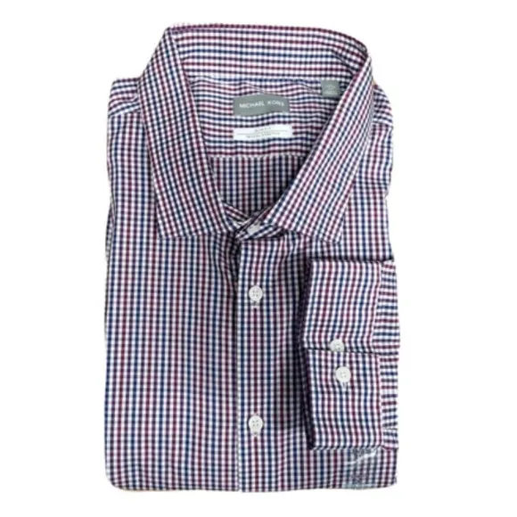 Michael Kors Men’s Slim-Fit Stretch Plaid Dress Shirt