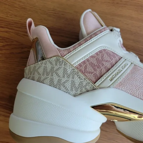 ❤️❤️❤️Michael Kors Olympia Mixed Media Trainer Sz 8.5M Women Shoes Sneakers Pink