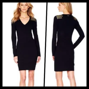 Michael Kors Slim Fit Black Mini Sweater Dress XXS