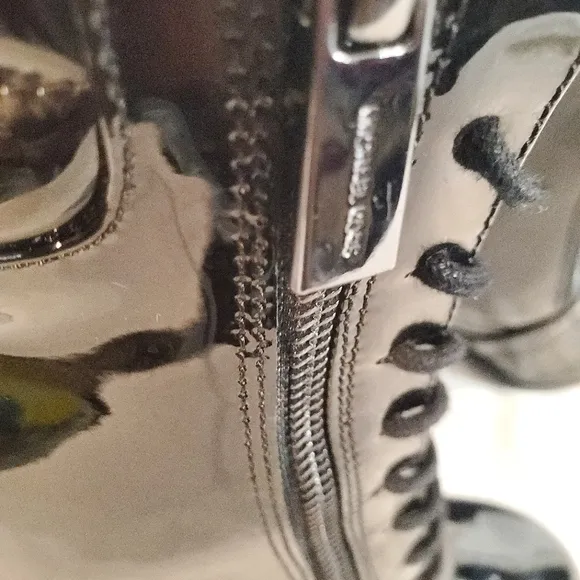 Michael Kors Women's 8 Black Rosario Lace-Up Patent Leather Boots New