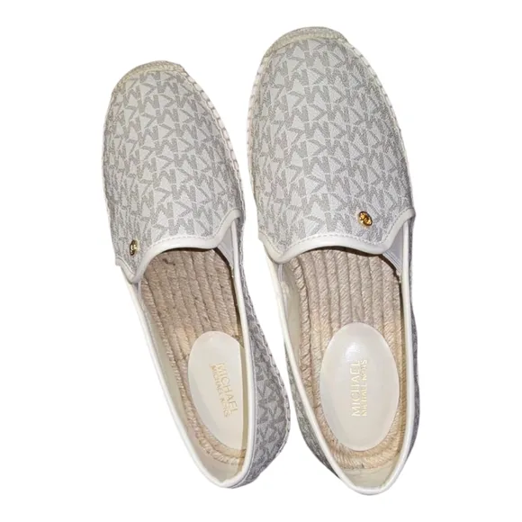 Michael Kors Women's Cream Logo Espidrille Slip-On Shoes Size 10 New