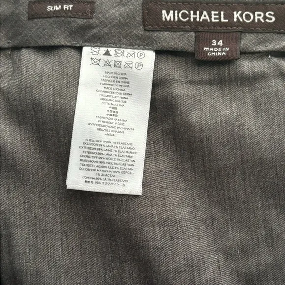 MICHAEL KORS WOOL BLEND SLIM FIT DRESS PANTS 34