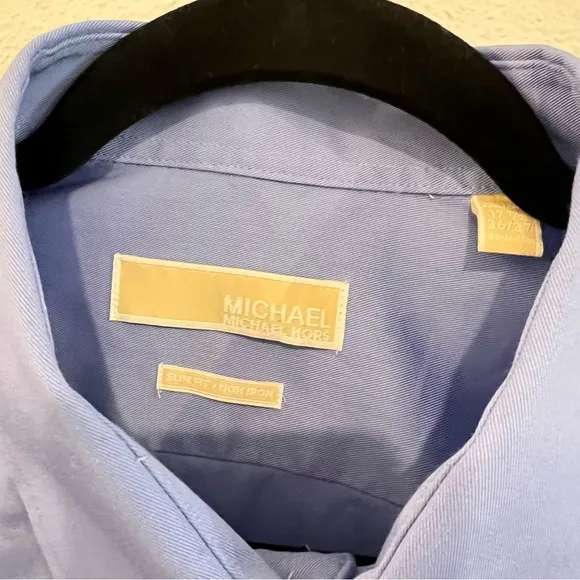 MICHAEL Michael Kors Slim Fit Non Iron Long Sleeve Dress Shirt Corn Flower Blue
