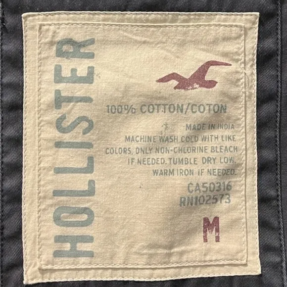 Military Field Jacket Distressed Cargo Utility Hollister Gray Black Size Medium