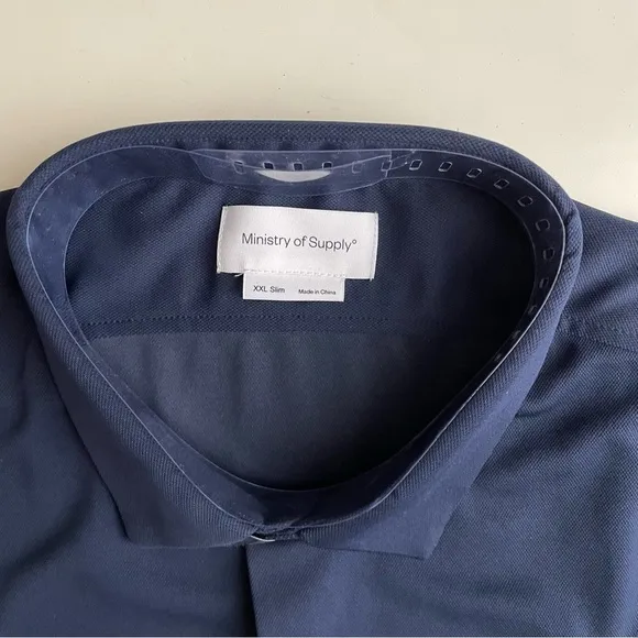 Ministry of Supply Men’s Apollo Dress Shirt Navy XXL Slim Fit New