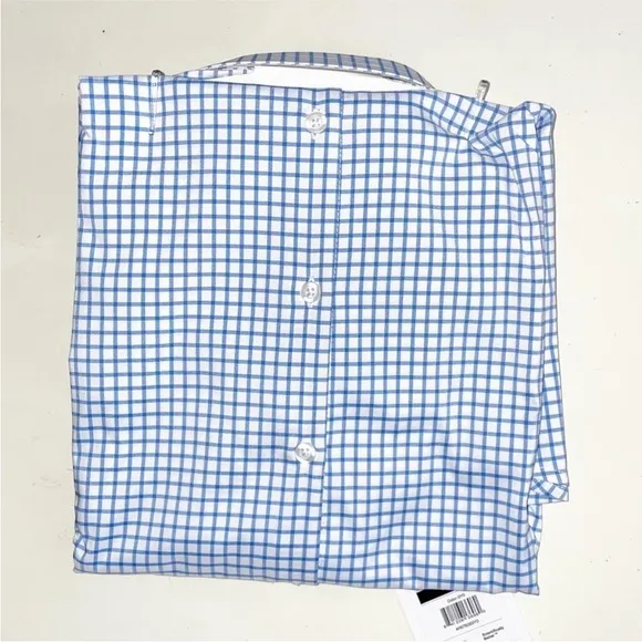 Ministry of Supply Men’s Performance Aero Dress Shirt Blue Check Slim Fit New