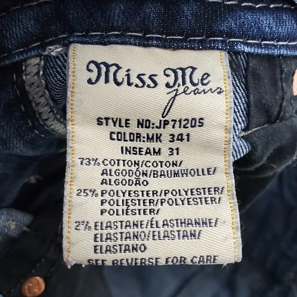 Miss Me Cross studded rhinestone bling jeans size 25