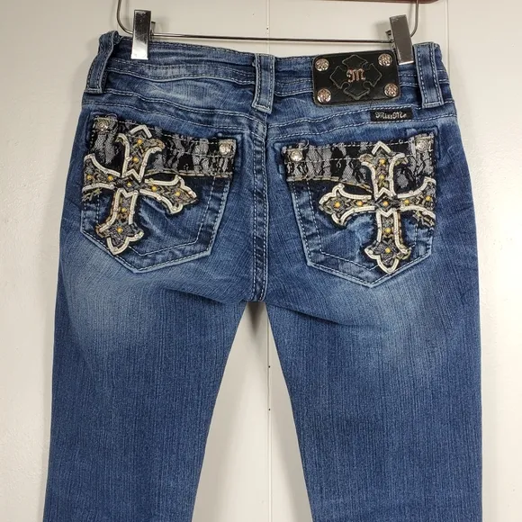 Miss Me Cross studded rhinestone bling jeans size 25