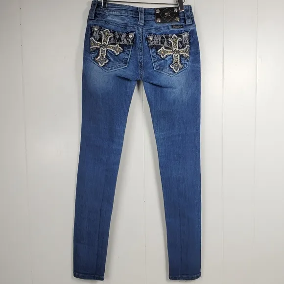 Miss Me Cross studded rhinestone bling jeans size 25