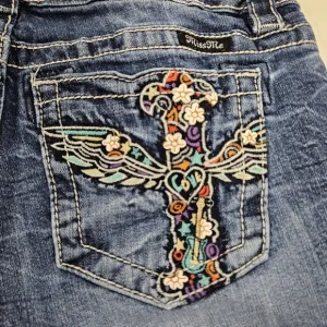 Miss Me embroidered cross angel wing bermuda shorts size 28