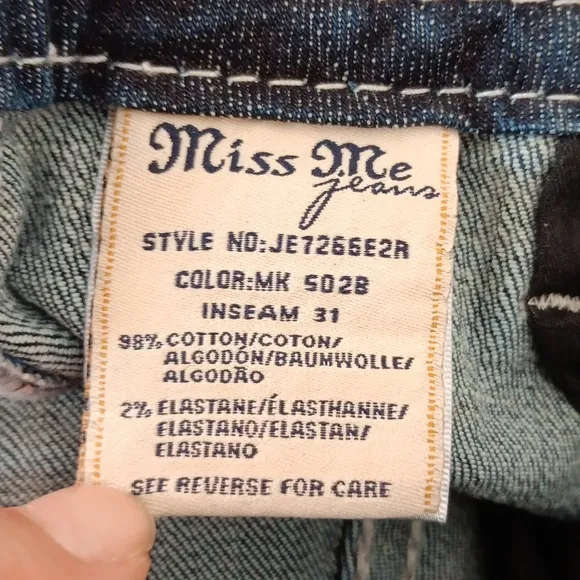 Miss Me Mid Rise Easy Boots Embellished Jeans Size 26