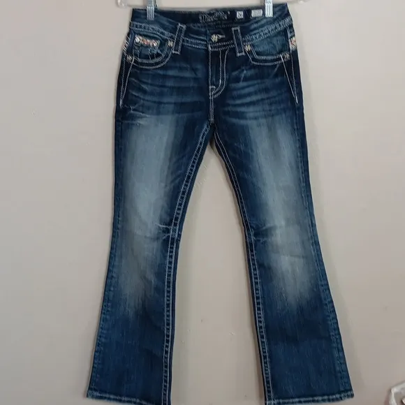 Miss Me Mid Rise Easy Boots Embellished Jeans Size 26
