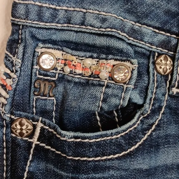 Miss Me Mid Rise Easy Boots Embellished Jeans Size 26
