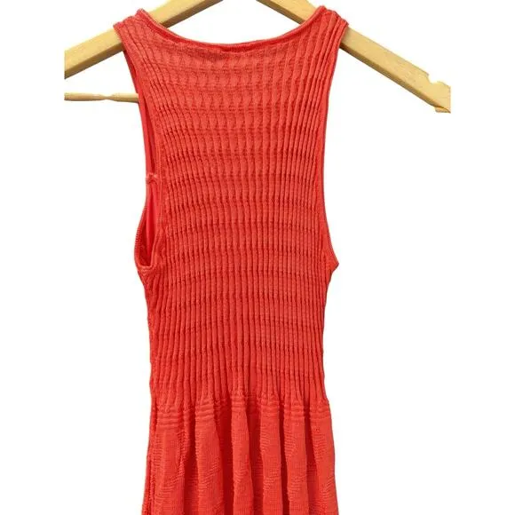 Missoni Women Slim-Fit Pink Wave Sleeveless Rib A-Line Sheath Tank Dress 38 Knit