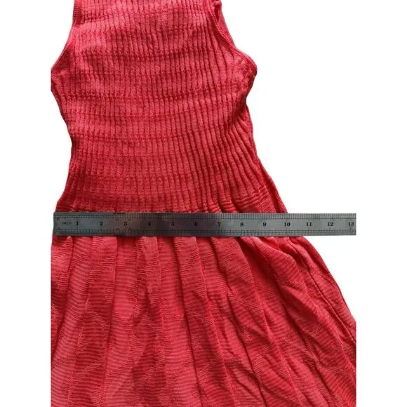 Missoni Women Slim-Fit Pink Wave Sleeveless Rib A-Line Sheath Tank Dress 38 Knit