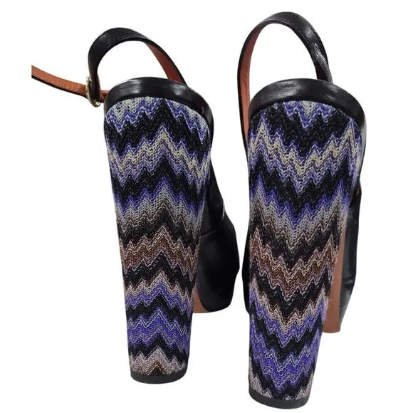Missoni Women's Platform Slingback Peep Toe Heels Shoes  40 9-9.5 Made in Italy