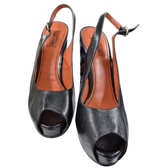 Missoni Women's Platform Slingback Peep Toe Heels Shoes  40 9-9.5 Made in Italy