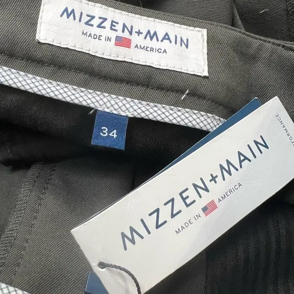 Mizzen   Main Men’s Dark Grey Performance Trouser Dress Pants Size 34 NWT