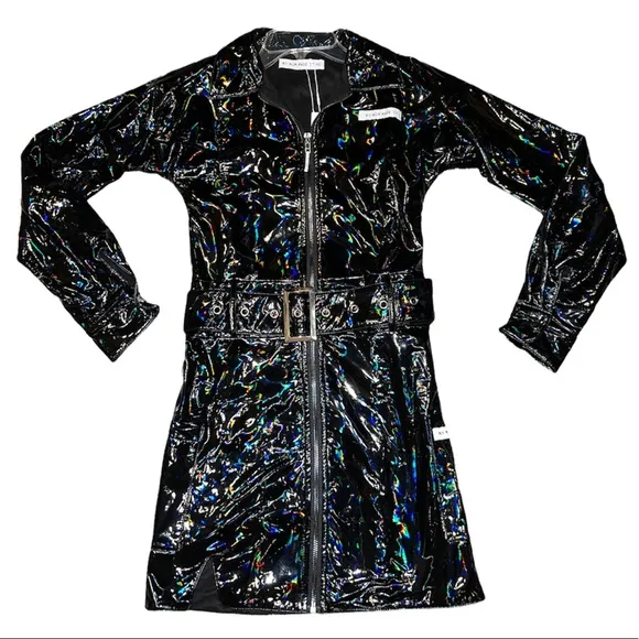 MMMI Black Reflective Patent Buckle Dress