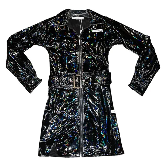 MMMI Black Reflective Patent Buckle Dress