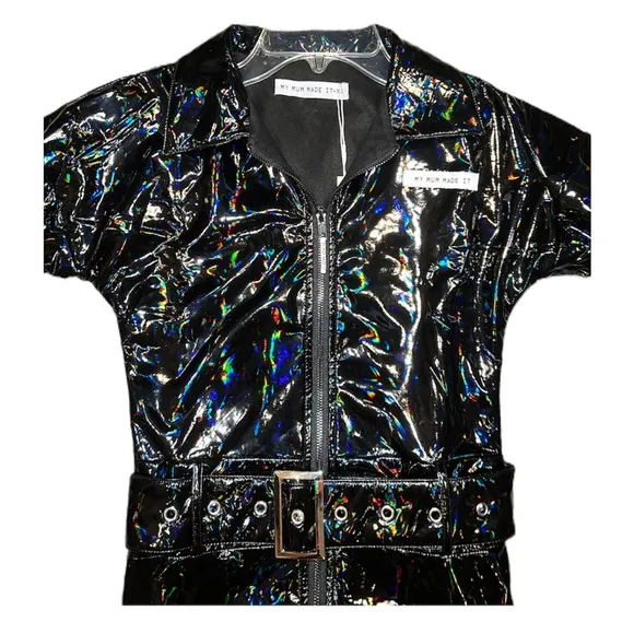 MMMI Black Reflective Patent Buckle Dress