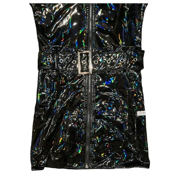 MMMI Black Reflective Patent Buckle Dress