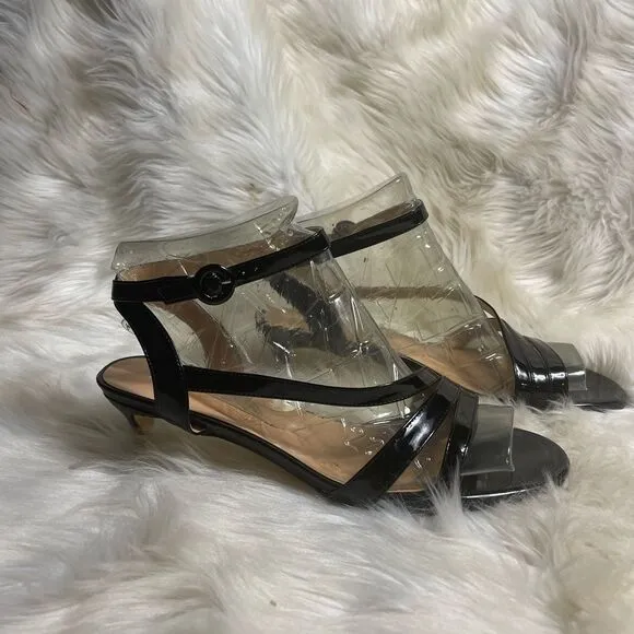MODENCOCO Black Patent Dress Fashion Open Toe Ankle Strap Strappy Buckle SZ11