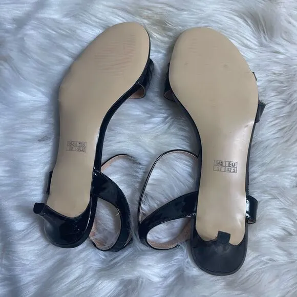 MODENCOCO Black Patent Dress Fashion Open Toe Ankle Strap Strappy Buckle SZ11