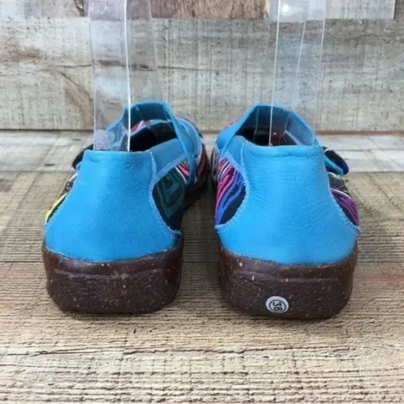 Molas4u Blue Mary Jane Shoes Geo Print‎ Ballet Flats Womens 39 Comfort Slip On