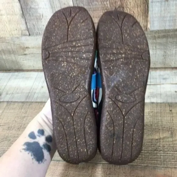 Molas4u Blue Mary Jane Shoes Geo Print‎ Ballet Flats Womens 39 Comfort Slip On
