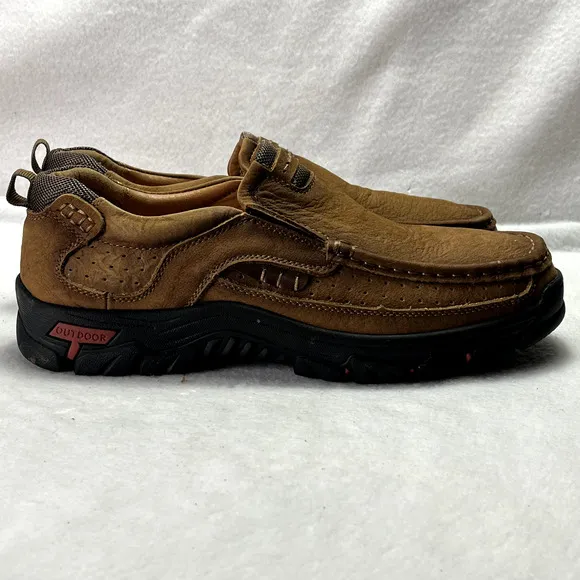 Mostelo Shoes Mens 45 Brown Slip-On Leather Lined Comfort Orthopedic Soles